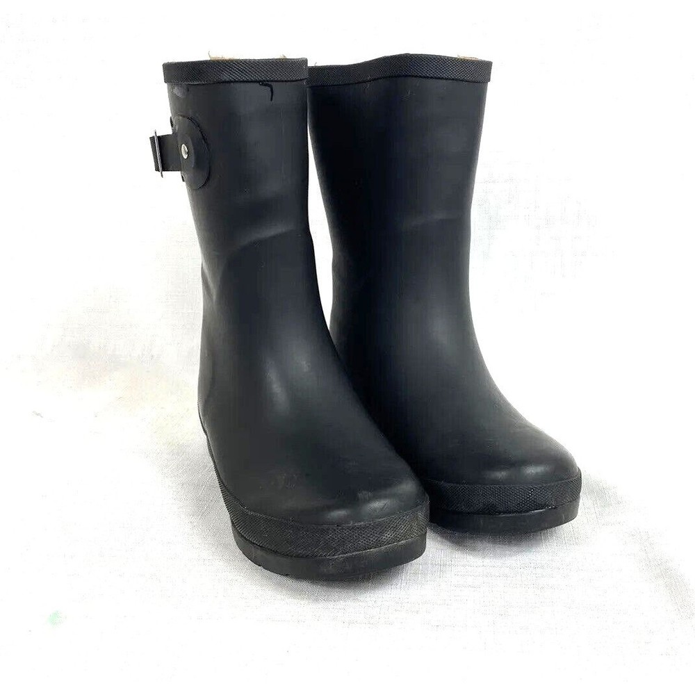 Chooka Delridge Fleece Lined Mid Calf Waterproof Rain Boots Womens Size 7 Black
